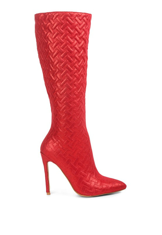 Tinkles Quilted High Heeled Calf Boots  HOUSE OF SHE