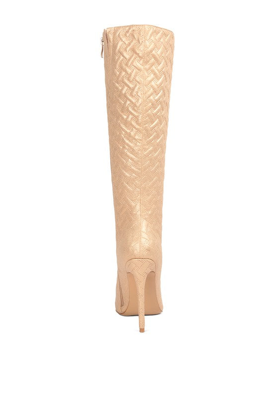 Tinkles Quilted High Heeled Calf Boots  HOUSE OF SHE