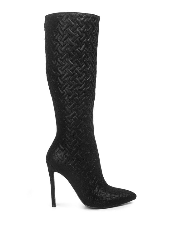 Tinkles Quilted High Heeled Calf Boots  HOUSE OF SHE