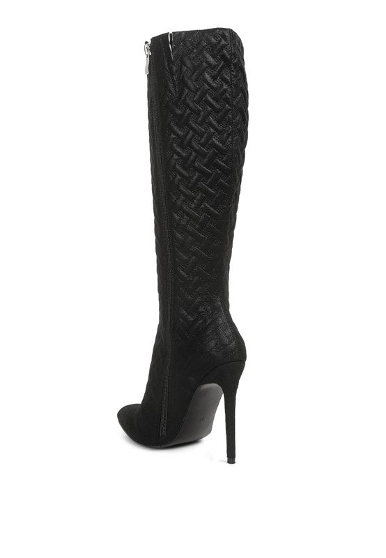 Tinkles Quilted High Heeled Calf Boots  HOUSE OF SHE