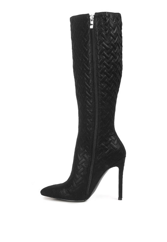 Tinkles Quilted High Heeled Calf Boots  HOUSE OF SHE