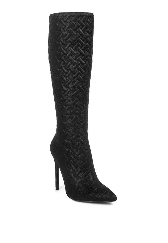 Tinkles Quilted High Heeled Calf Boots  HOUSE OF SHE