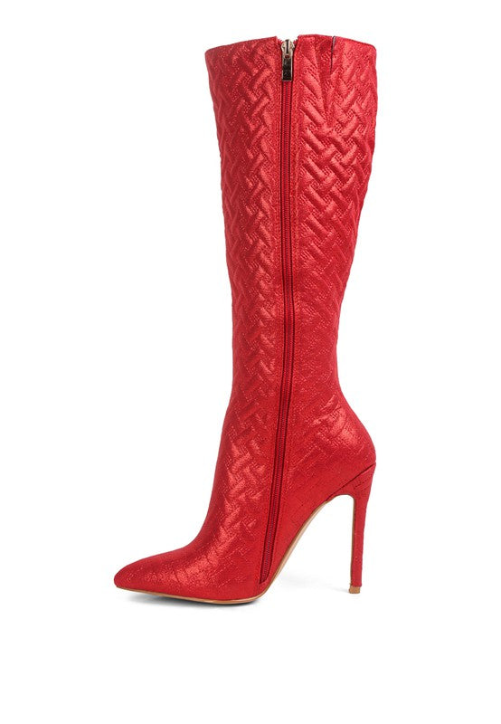 Tinkles Quilted High Heeled Calf Boots  HOUSE OF SHE