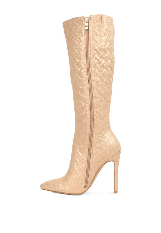 Tinkles Quilted High Heeled Calf Boots  HOUSE OF SHE