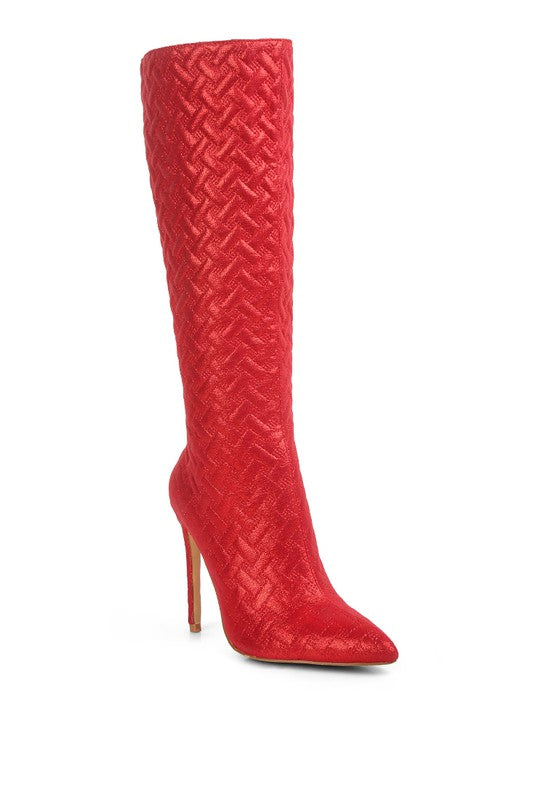 Tinkles Quilted High Heeled Calf Boots  HOUSE OF SHE
