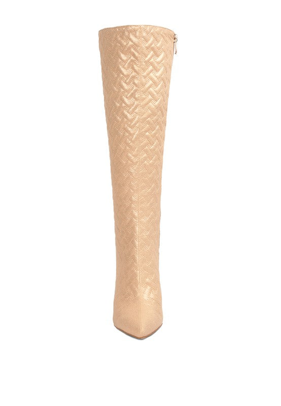 Tinkles Quilted High Heeled Calf Boots  HOUSE OF SHE