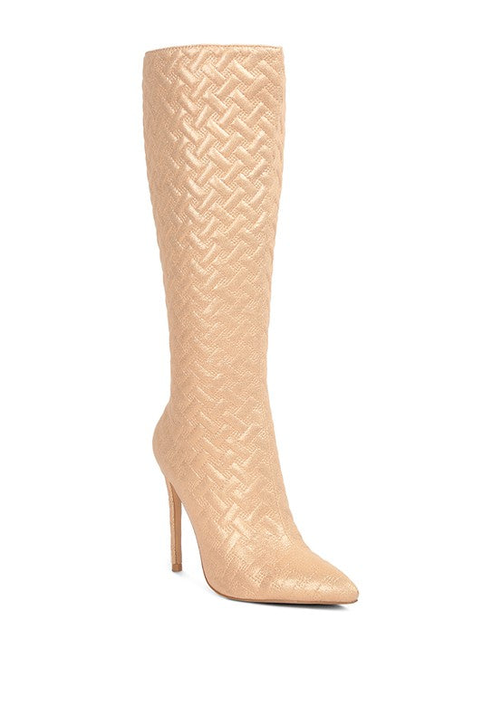 Tinkles Quilted High Heeled Calf Boots  HOUSE OF SHE