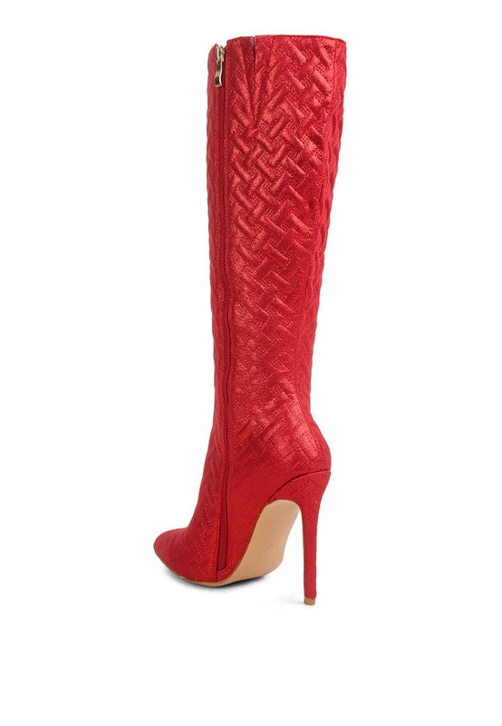 Tinkles Quilted High Heeled Calf Boots  HOUSE OF SHE