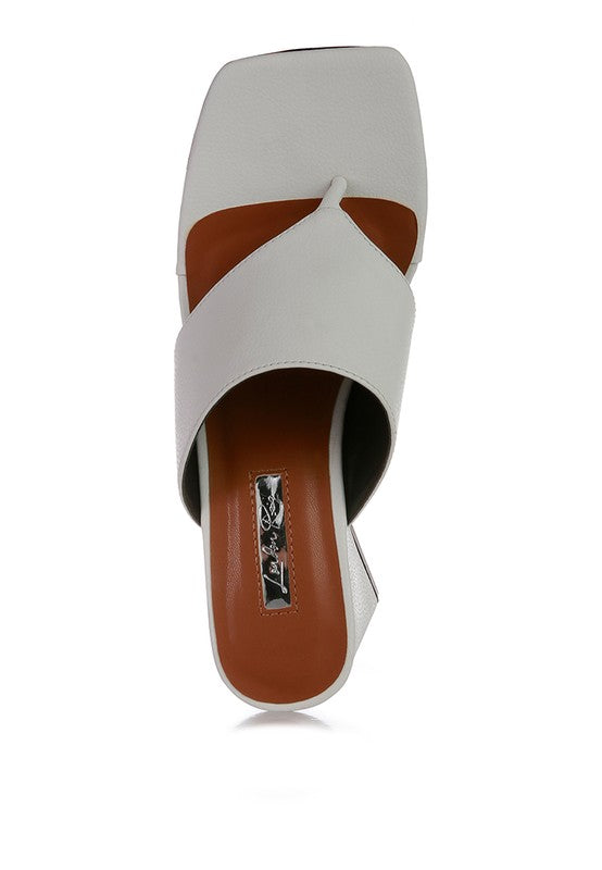 Muse Me Block Slip On Thong Sandal Heels  HOUSE OF SHE