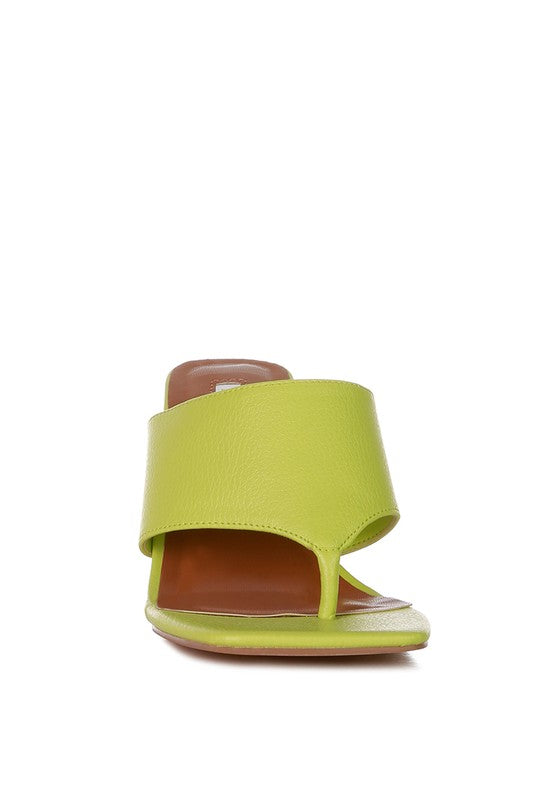 Muse Me Block Slip On Thong Sandal Heels  HOUSE OF SHE