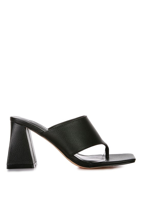 Muse Me Block Slip On Thong Sandal Heels  HOUSE OF SHE