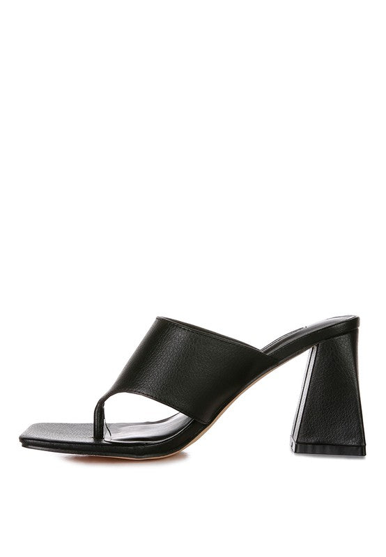 Muse Me Block Slip On Thong Sandal Heels  HOUSE OF SHE