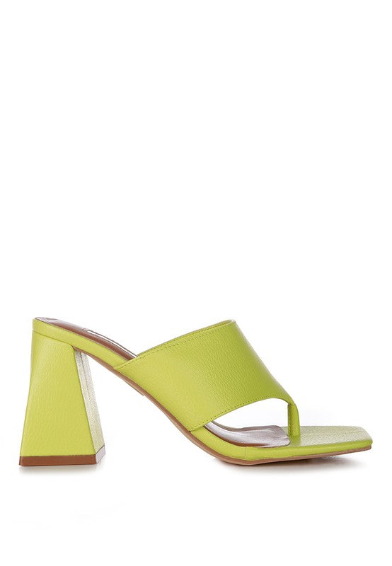 Muse Me Block Slip On Thong Sandal Heels  HOUSE OF SHE