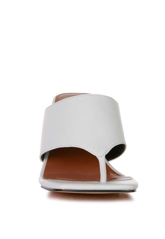 Muse Me Block Slip On Thong Sandal Heels  HOUSE OF SHE