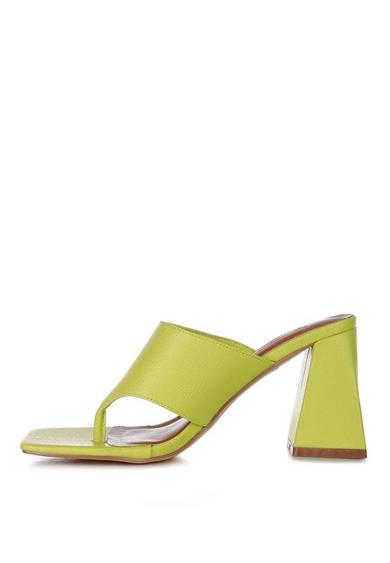 Muse Me Block Slip On Thong Sandal Heels  HOUSE OF SHE