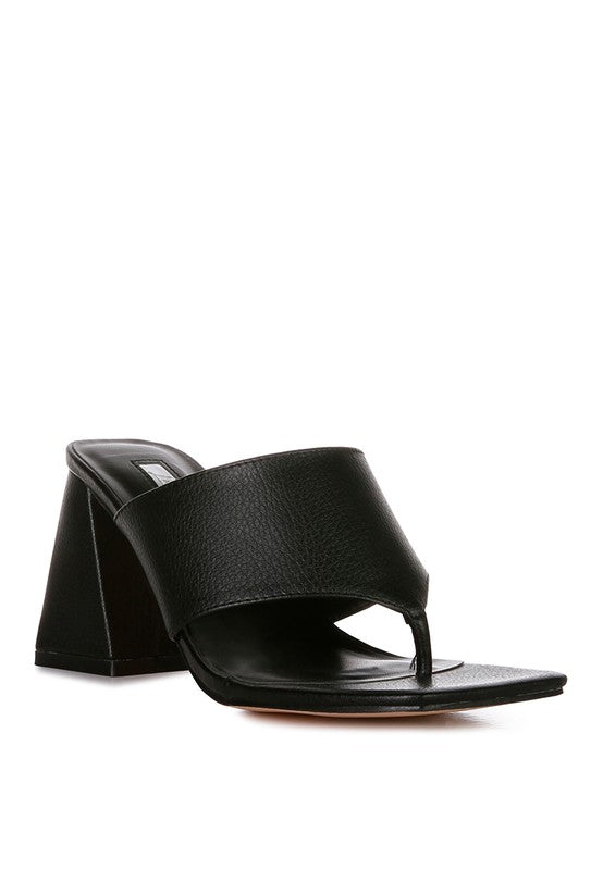 Muse Me Block Slip On Thong Sandal Heels  HOUSE OF SHE