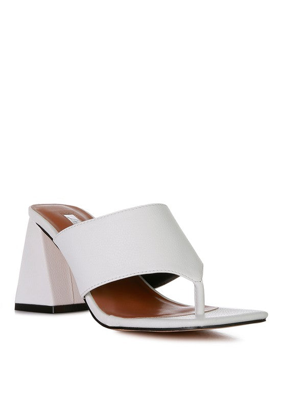 Muse Me Block Slip On Thong Sandal Heels  HOUSE OF SHE