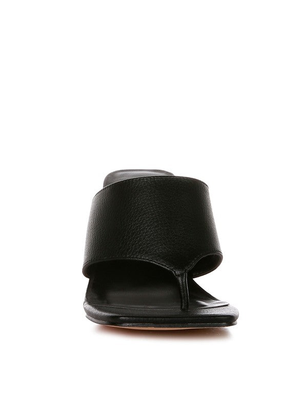 Muse Me Block Slip On Thong Sandal Heels  HOUSE OF SHE