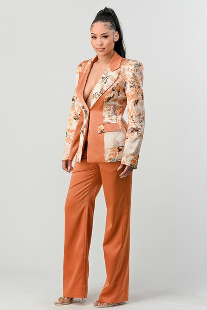 Wanda Femme Print Blazer And Pant Suit Set