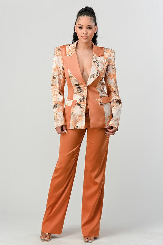 Wanda Femme Print Blazer And Pant Suit Set