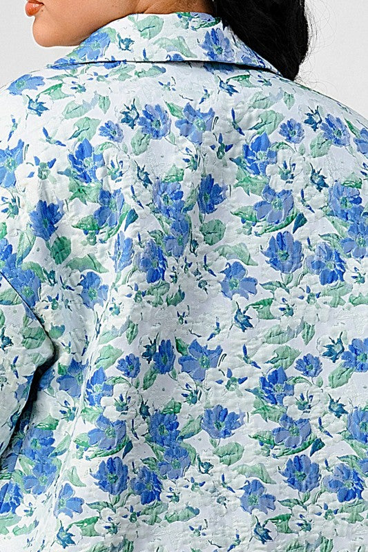 Sky Floral Print Tassle Trench Coat  HOUSE OF SHE