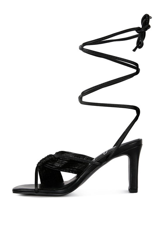 xuxa metallic tie up block heel sandals - HOUSE OF SHE
