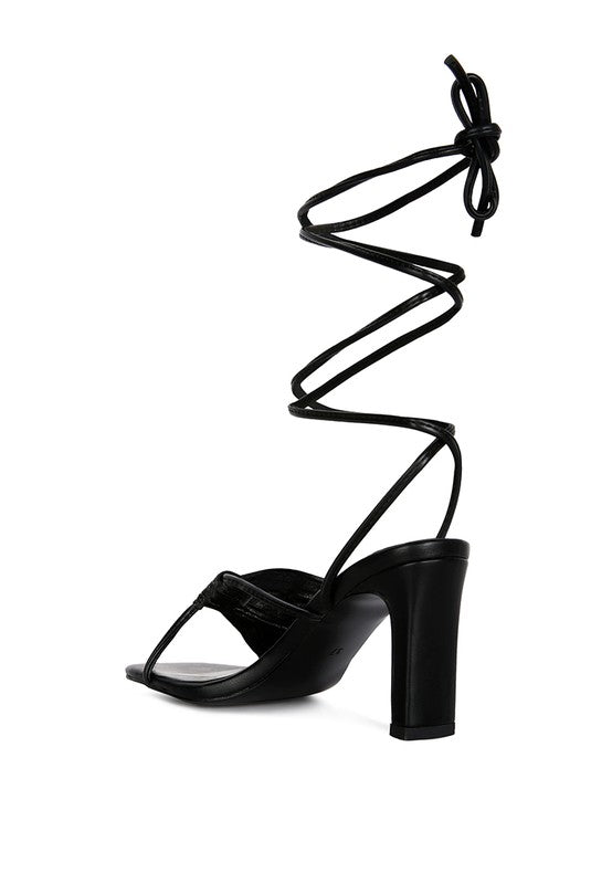 xuxa metallic tie up block heel sandals - HOUSE OF SHE
