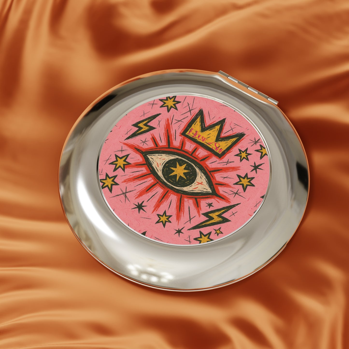 Vintage-Inspired Compact Travel Mirror with Eye Design