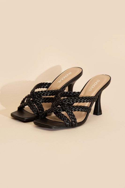 KELLAN-S Double Cross Braided Heels  HOUSE OF SHE
