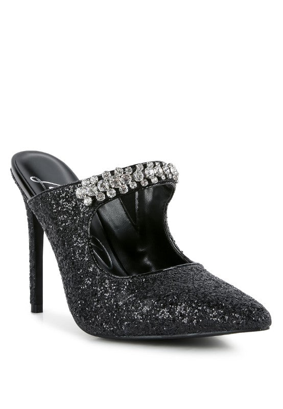 Twinklet Glitter Diamante High Heeled Sandals  HOUSE OF SHE