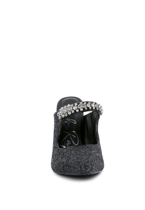 Twinklet Glitter Diamante High Heeled Sandals  HOUSE OF SHE