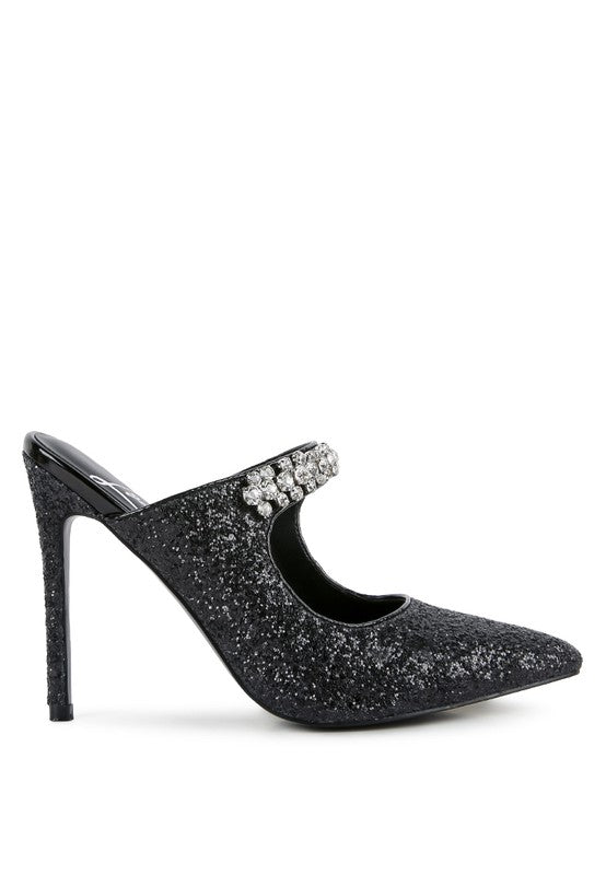 Twinklet Glitter Diamante High Heeled Sandals  HOUSE OF SHE