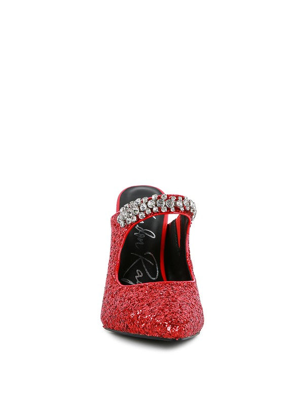 Twinklet Glitter Diamante High Heeled Sandals  HOUSE OF SHE