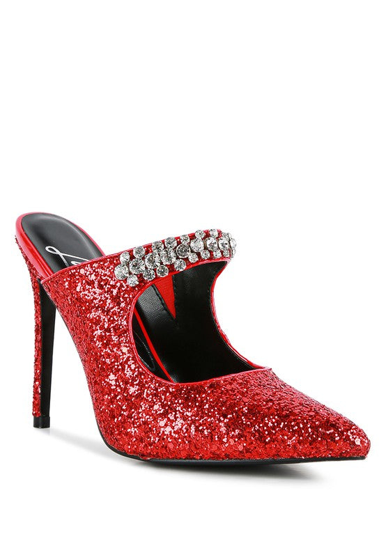 Twinklet Glitter Diamante High Heeled Sandals  HOUSE OF SHE
