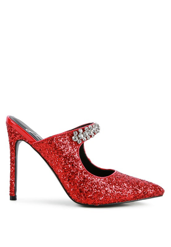 Twinklet Glitter Diamante High Heeled Sandals  HOUSE OF SHE