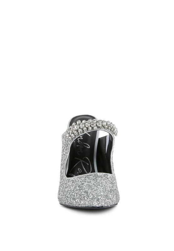 Twinklet Glitter Diamante High Heeled Sandals  HOUSE OF SHE
