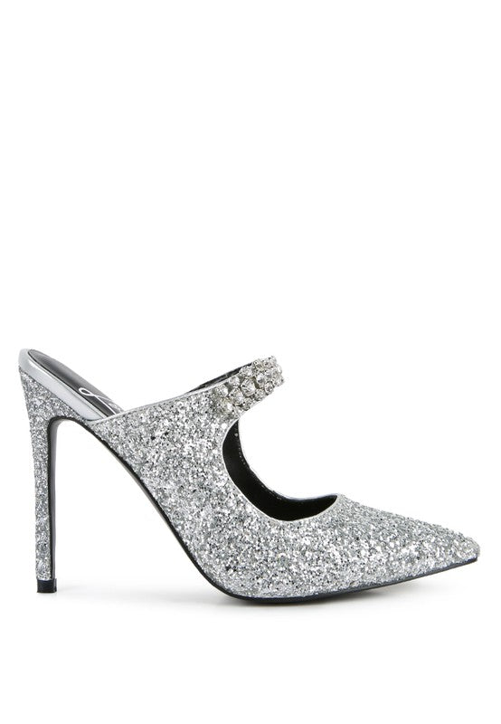 Twinklet Glitter Diamante High Heeled Sandals  HOUSE OF SHE