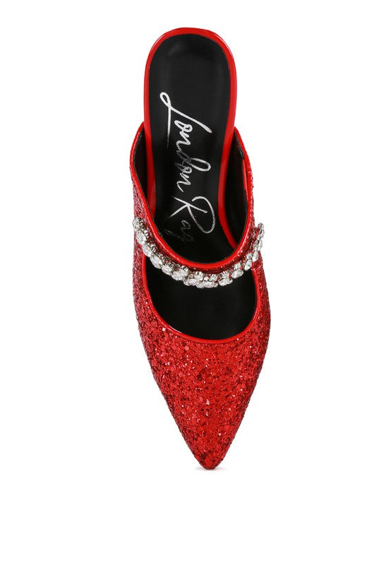 Twinklet Glitter Diamante High Heeled Sandals  HOUSE OF SHE