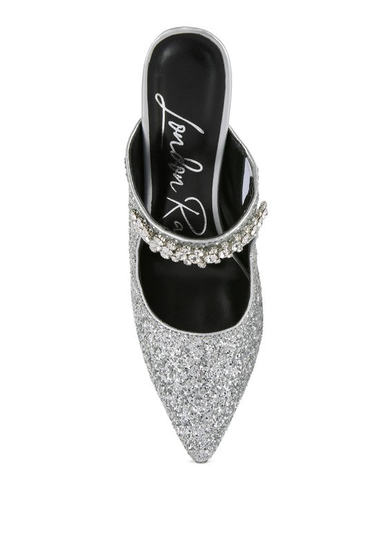 Twinklet Glitter Diamante High Heeled Sandals  HOUSE OF SHE