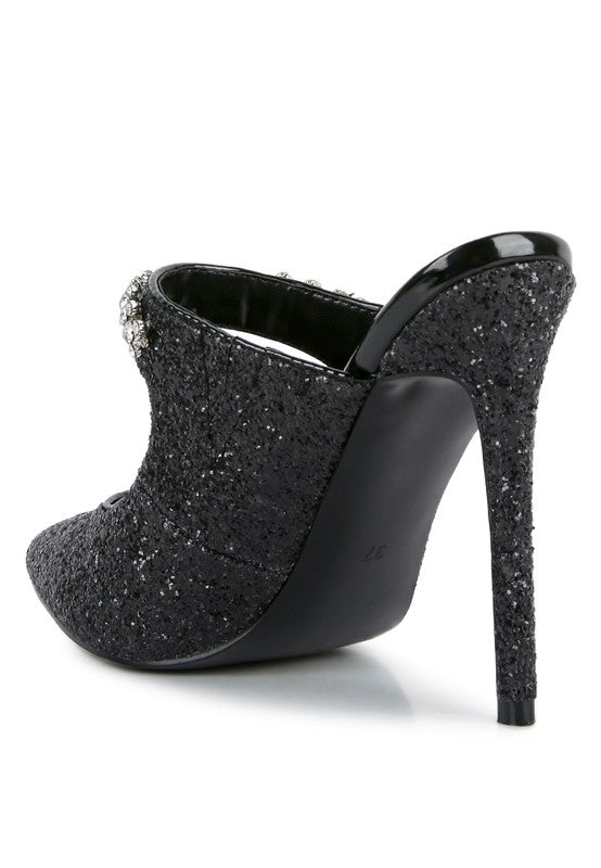 Twinklet Glitter Diamante High Heeled Sandals  HOUSE OF SHE
