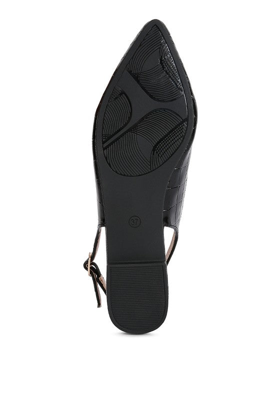 Trempe Croc Slingback Flat Sandals - HOUSE OF SHE