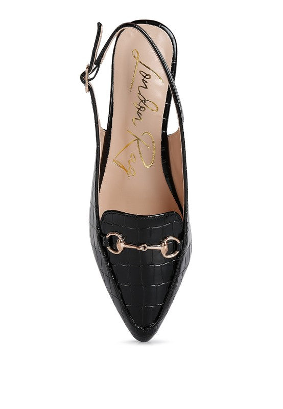 Trempe Croc Slingback Flat Sandals - HOUSE OF SHE