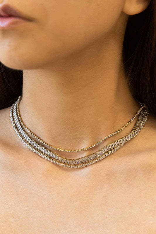 Multistrand Layered Tennis Necklace  HOUSE OF SHE