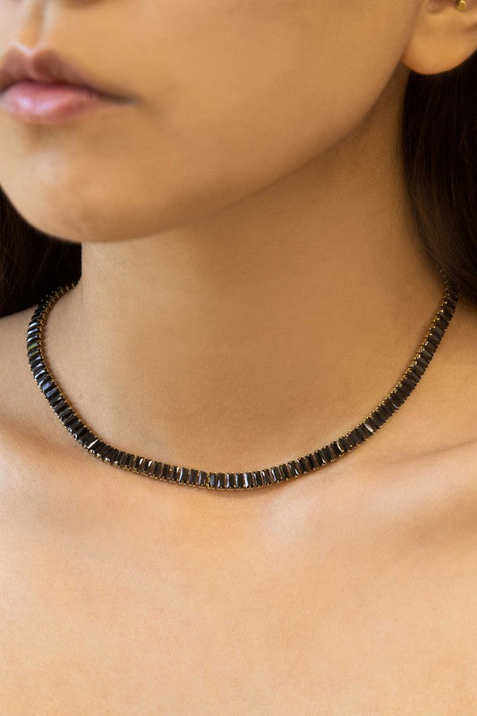 Baguette Stone Tennis Necklace  HOUSE OF SHE