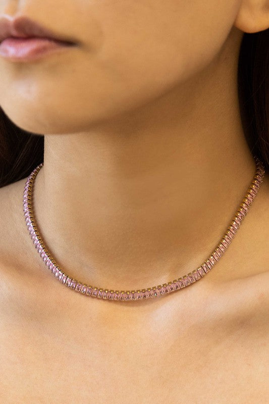 Baguette Stone Tennis Necklace  HOUSE OF SHE