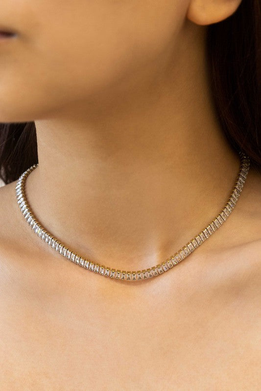Baguette Stone Tennis Necklace  HOUSE OF SHE