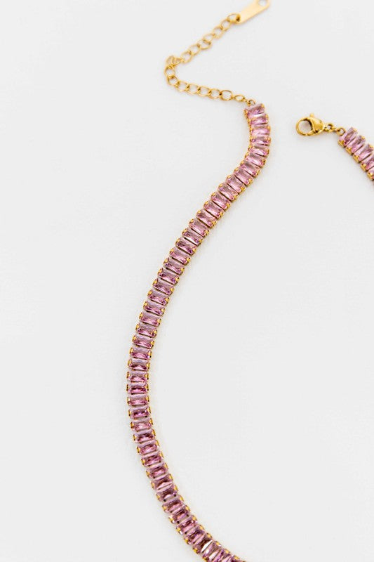Baguette Stone Tennis Necklace  HOUSE OF SHE