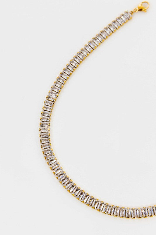 Baguette Stone Tennis Necklace  HOUSE OF SHE