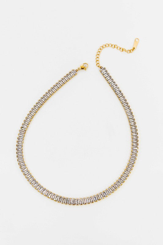 Baguette Stone Tennis Necklace  HOUSE OF SHE