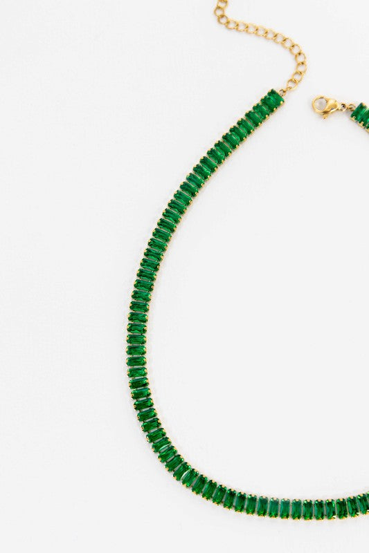 Baguette Stone Tennis Necklace  HOUSE OF SHE